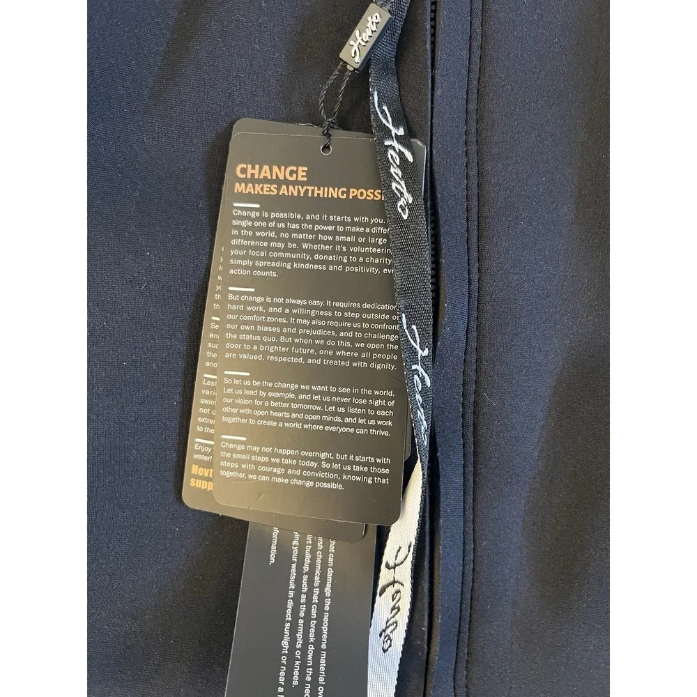 Hevto Neoprene Wetsuit Black Teal Long Sleeve Full Suit Back Zip Youth‎ Size 13